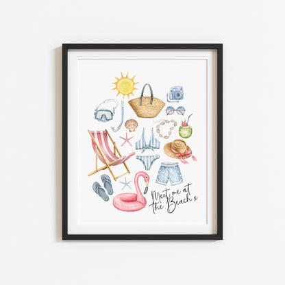 Meet me at the beach summer loving beach trips home seasonal unframed wall art poster print