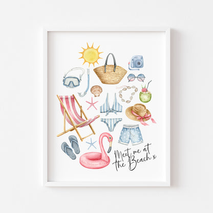 Meet me at the beach summer loving beach trips home seasonal unframed wall art poster print