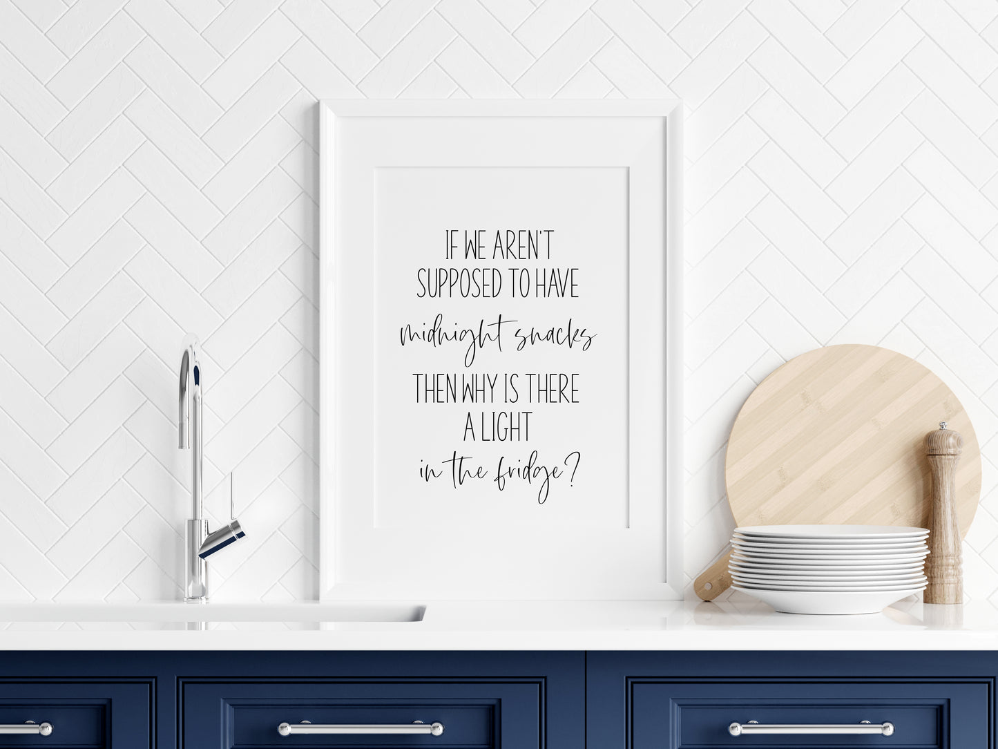 If we aren't supposed to have midnight snacks, funny kitchen unframed wall art poster print