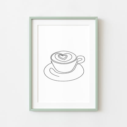 Love a latte coffee line drawing illustration kitchen/office unframed wall art poster print