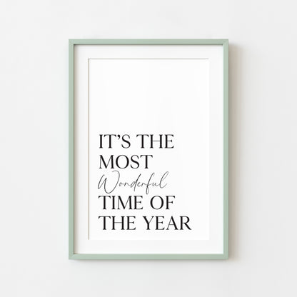 Christmas art print most wonderful time of the year seasonal unframed wall art poster