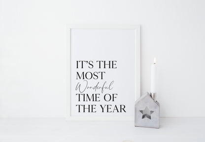 Christmas art print most wonderful time of the year seasonal unframed wall art poster