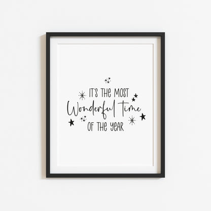 It's the most wonderful time of the year, black and red seasonal xmas unframed wall art poster print