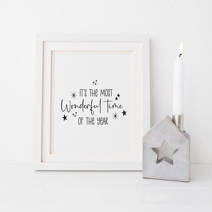 It's the most wonderful time of the year, black and red seasonal xmas unframed wall art poster print