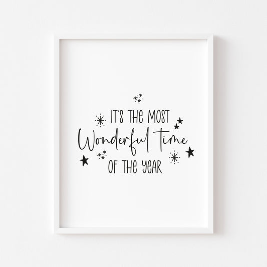 It's the most wonderful time of the year, black and red seasonal xmas unframed wall art poster print
