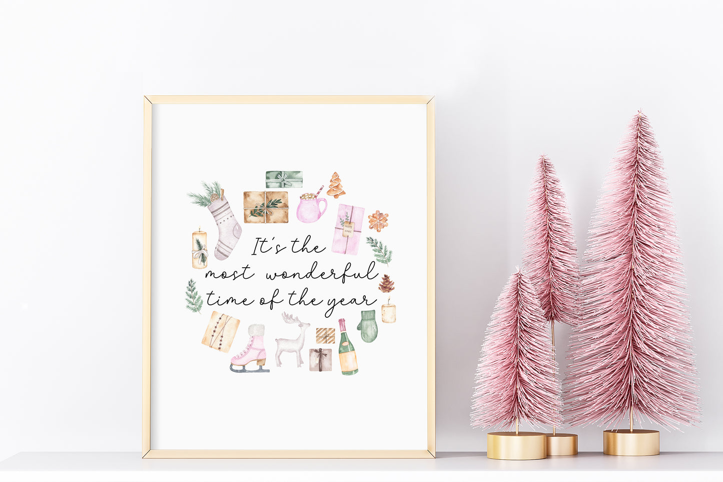 It's the most wonderful time of the year watercolour Christmas illustrations xmas seasonal unframed wall art poster print