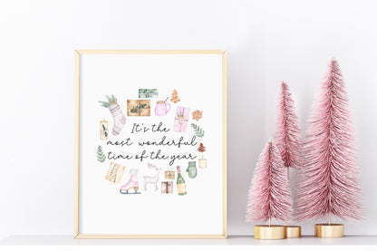 It's the most wonderful time of the year watercolour Christmas illustrations xmas seasonal unframed wall art poster print