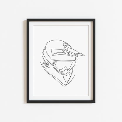 Motocross motor sport line drawing illustration sports bedroom unframed wall art poster print