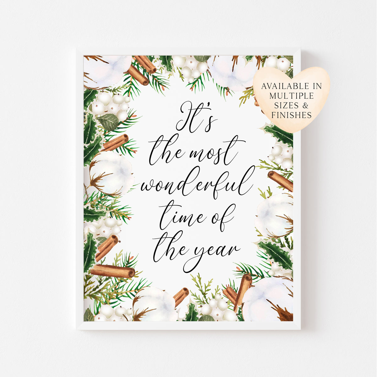 It's the most wonderful time of year watercolour cotton & cinnamon borderless seasonal Winter unframed wall art poster print