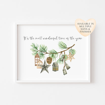 It's the most wonderful time of the year landscape hanging decorations unframed wall art poster print