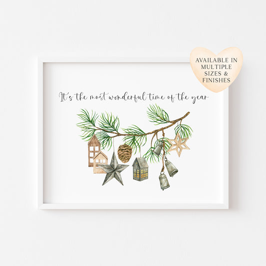 It's the most wonderful time of the year landscape hanging decorations unframed wall art poster print