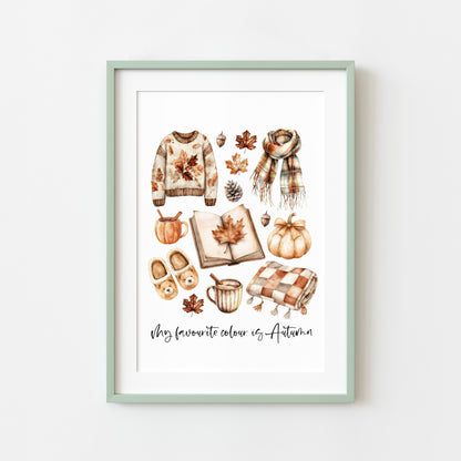 Autumn print, Autumn favourites my fave colour is Autumn unframed wall art poster print, autumn decor, autumn home decor, fall favourites