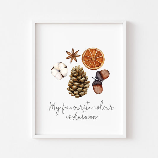 My favourite colour is Autumn, favourites watercolour seasonal unframed wall art poster print