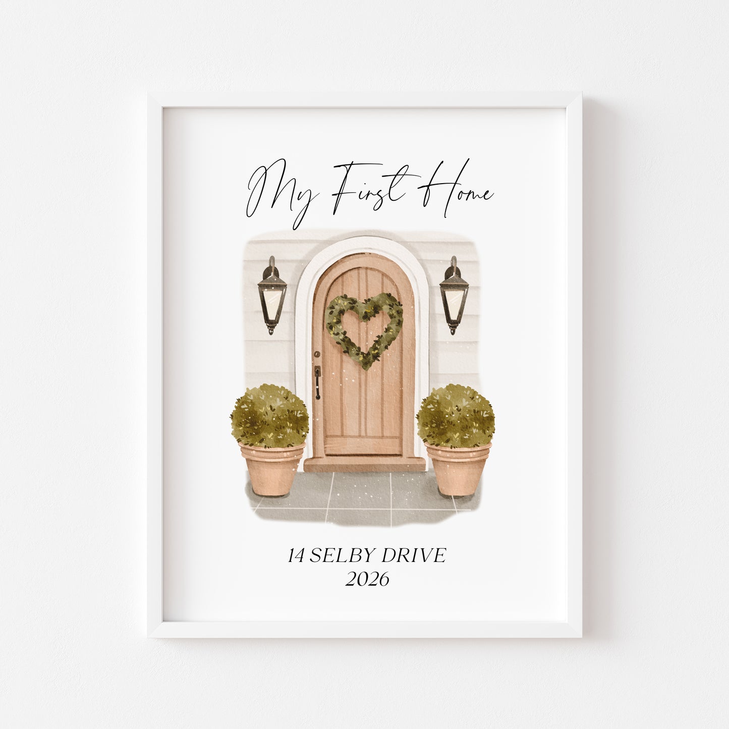 Personalised First / New Home Print front door watercolour New House Gift, Wall Art (unframed)