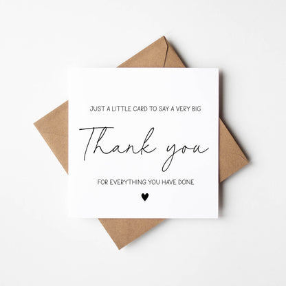 Thank you cards Pack of 4 A little card to say a big thank you individual styles, watercolour blue pink green colour cards with envelopes
