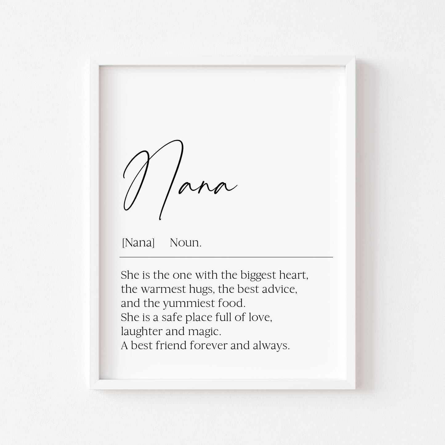 Nana, Nan, Nanny, Grandma Definition Print Sentimental Grandparent Gift, Unframed Wall Art