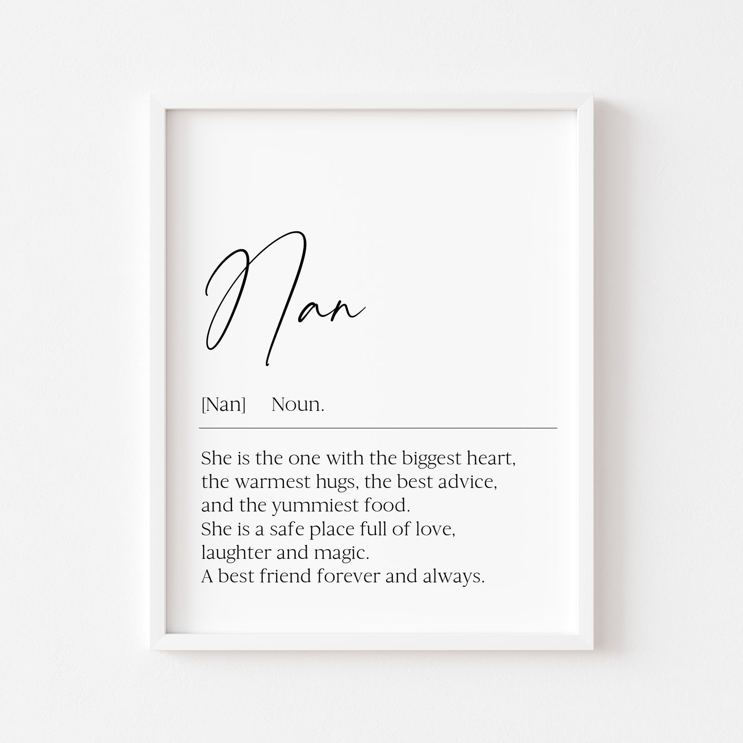 Nana, Nan, Nanny, Grandma Definition Print Sentimental Grandparent Gift, Unframed Wall Art