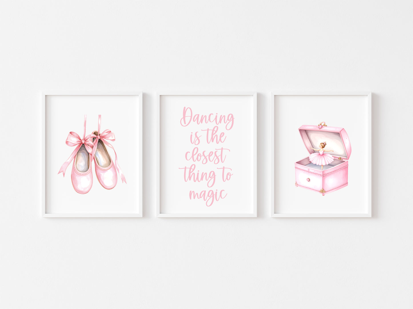 Ballet prints, set of girls pink ballet dancing dancer unframed wall art posters