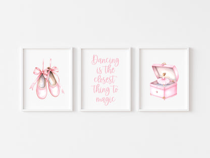 Ballet prints, set of girls pink ballet dancing dancer unframed wall art posters