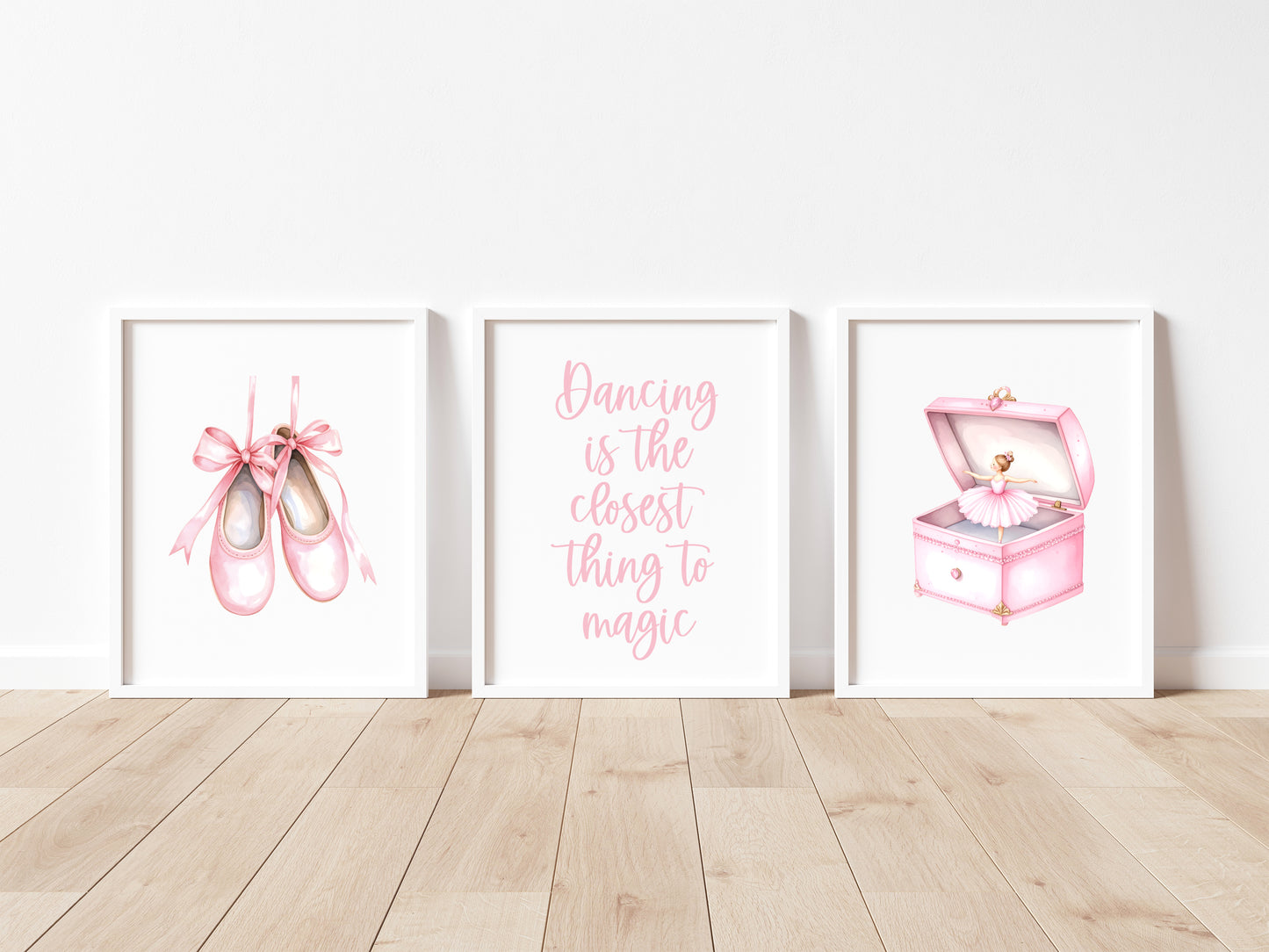Ballet prints, set of girls pink ballet dancing dancer unframed wall art posters