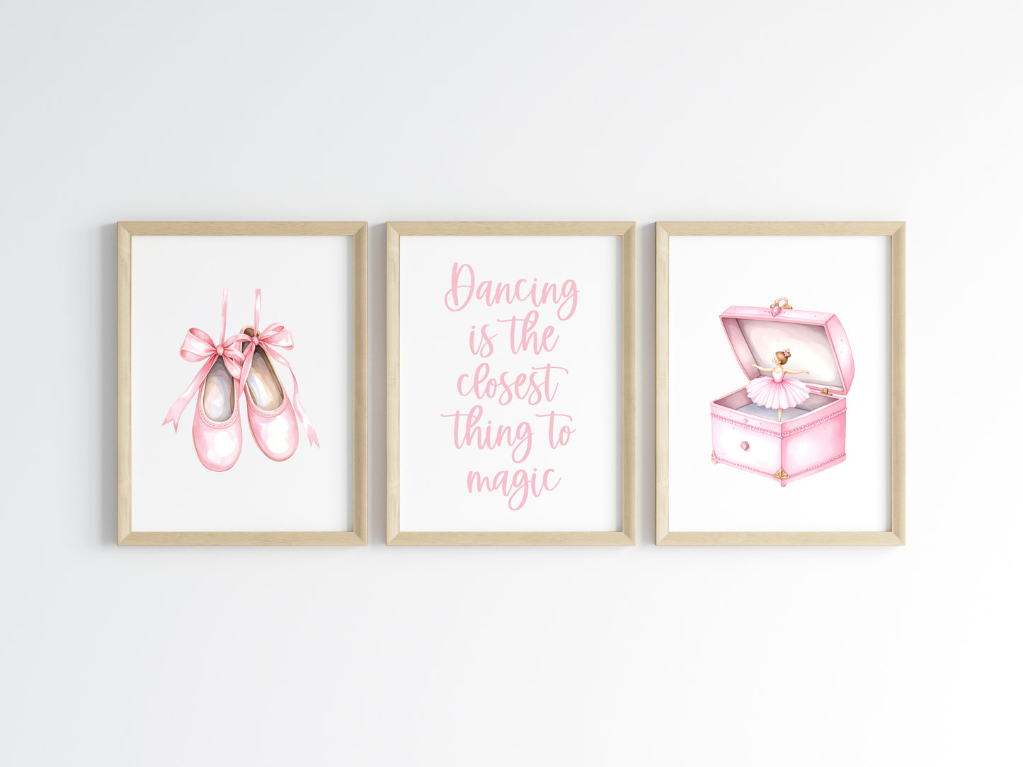 Ballet prints, set of girls pink ballet dancing dancer unframed wall art posters