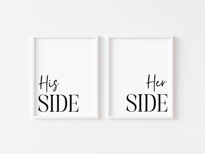 His and Hers Bedroom Prints Wall Art (Set of 2 unframed)