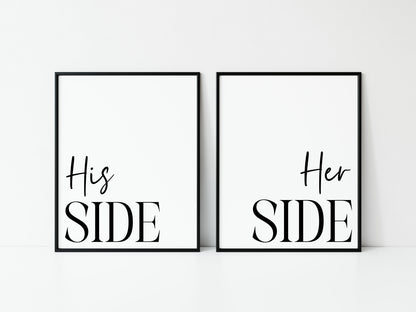 His and Hers Bedroom Prints Wall Art (Set of 2 unframed)