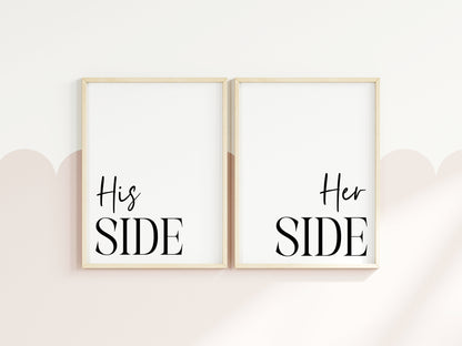His and Hers Bedroom Prints Wall Art (Set of 2 unframed)