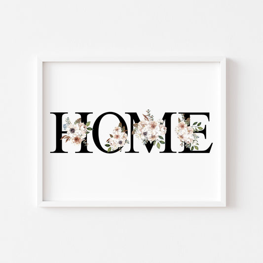 Home black initials floral magnolia home hallway landscape unframed wall art poster print
