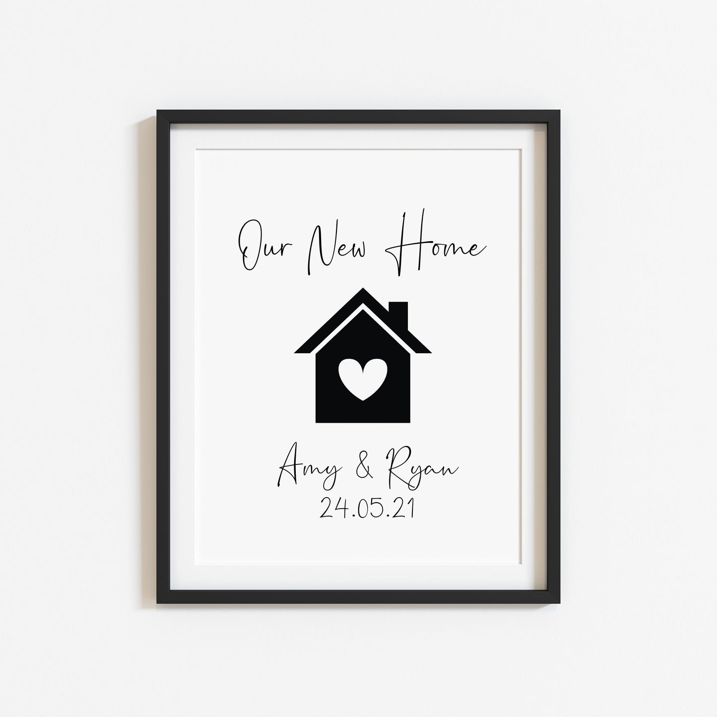 Our First / New home, house heart print, personalised with names and or dates couples wall art new home gift unframed poster print