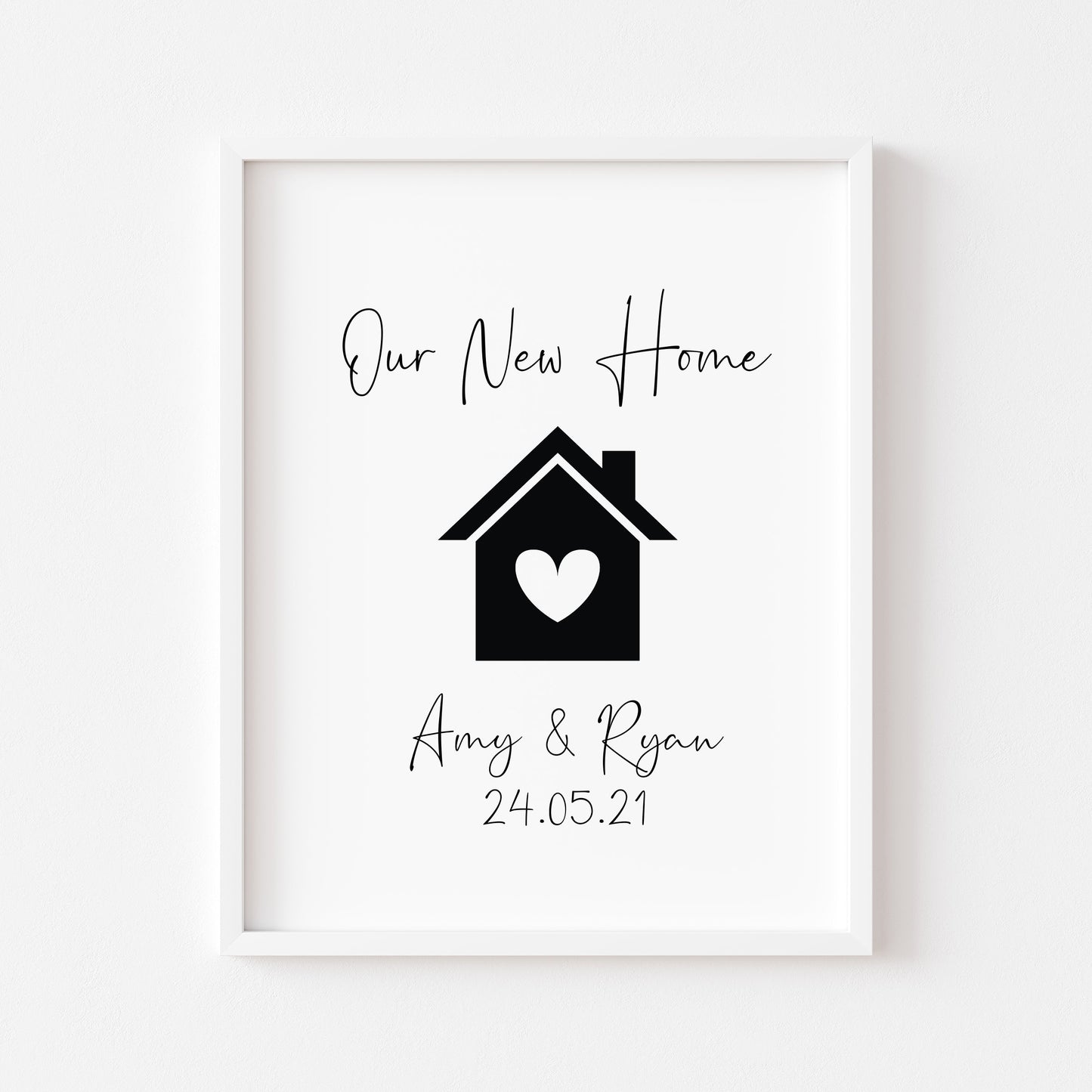 Our First / New home, house heart print, personalised with names and or dates couples wall art new home gift unframed poster print