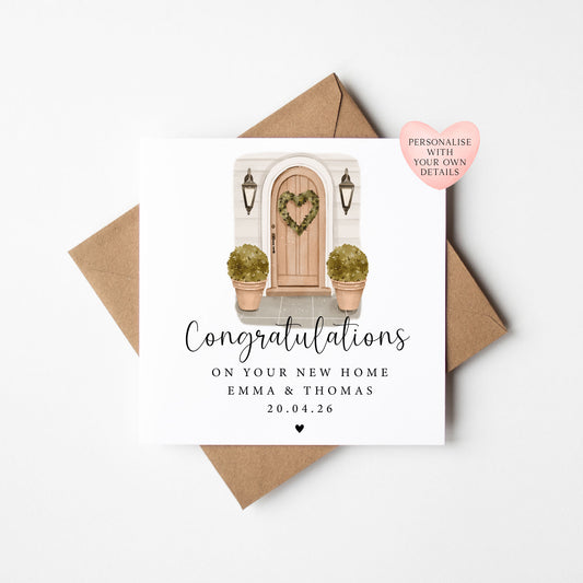 New First home card, congratulations on your first home front door personalised card with envelope