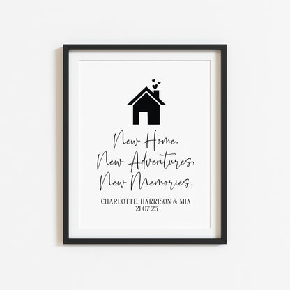 Personalised Couples Family New Home Print Adventures & Memories unframed wall art poster