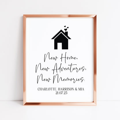 Personalised Couples Family New Home Print Adventures & Memories unframed wall art poster