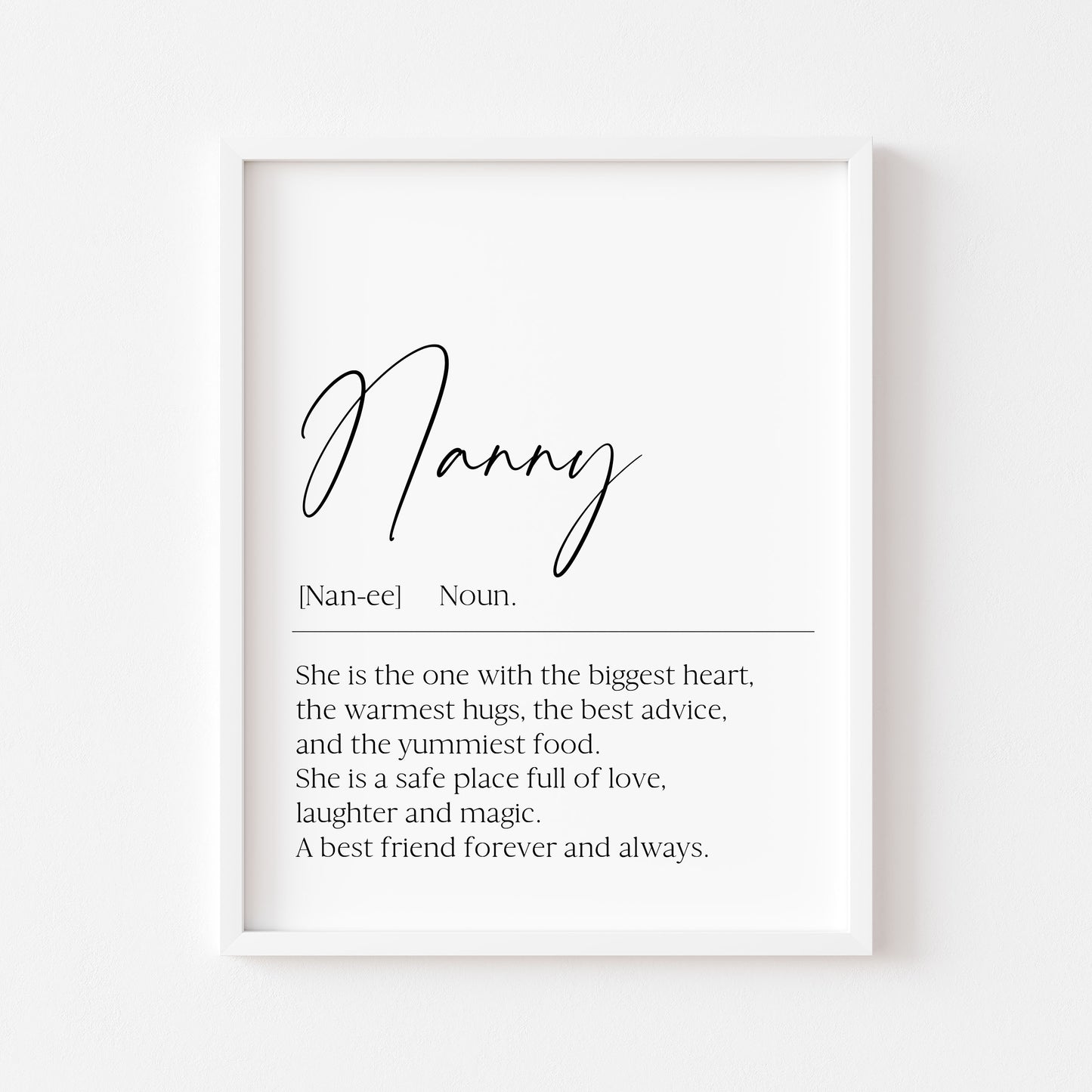 Nana, Nan, Nanny, Grandma Definition Print Sentimental Grandparent Gift, Unframed Wall Art