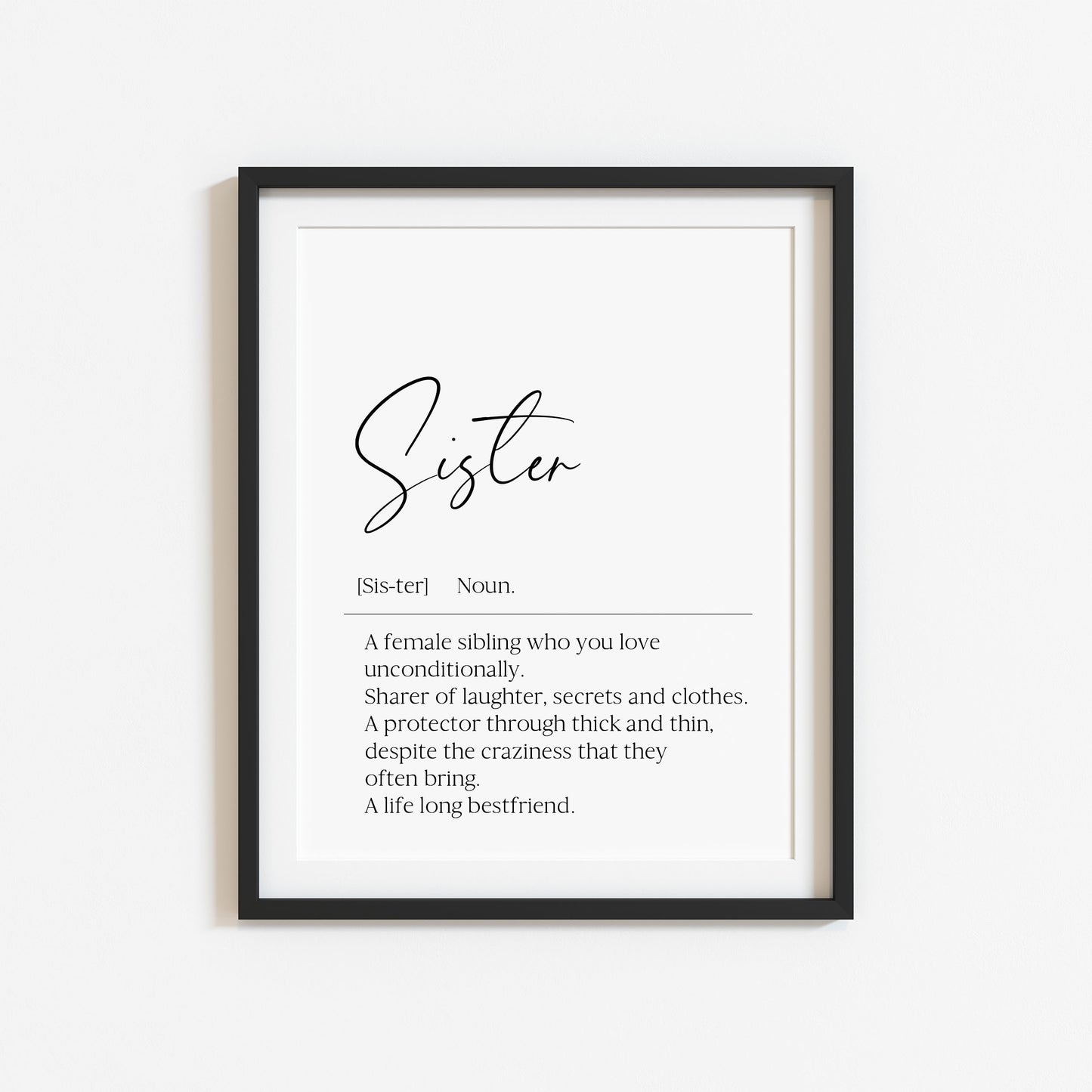 Sister definition, sister bestie definition birthday gift unframed wall art poster print, gifts for sisters, best sisters, sisters birthday