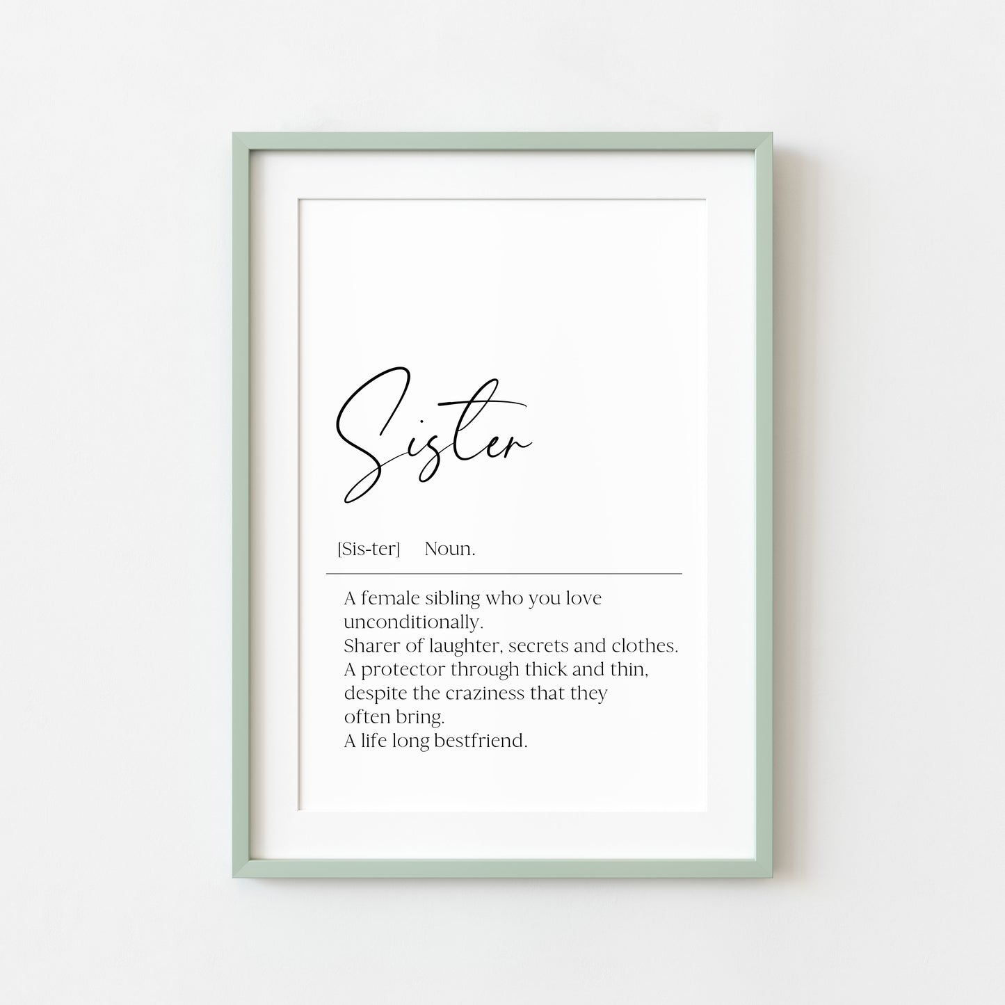 Sister definition, sister bestie definition birthday gift unframed wall art poster print, gifts for sisters, best sisters, sisters birthday