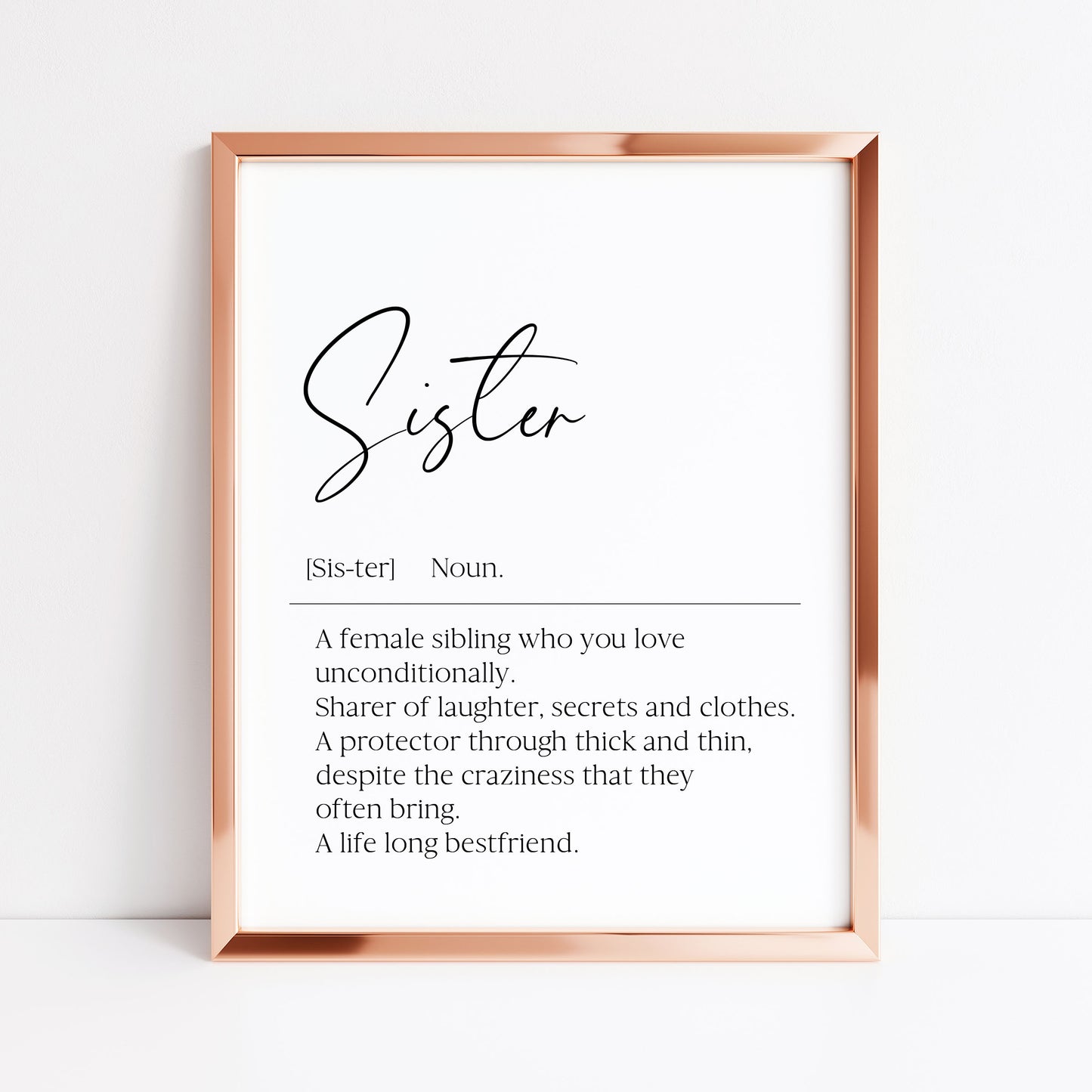 Sister definition, sister bestie definition birthday gift unframed wall art poster print, gifts for sisters, best sisters, sisters birthday