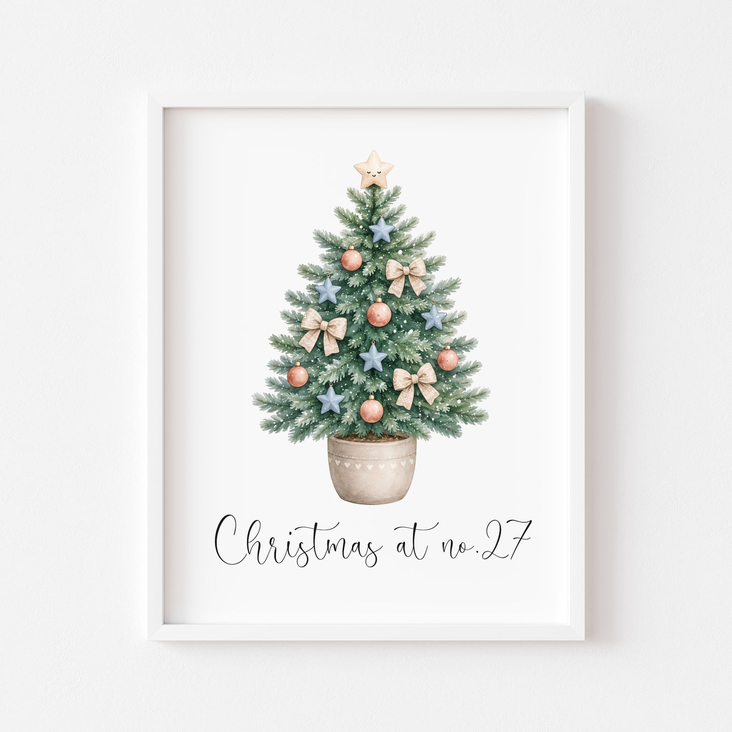 Personalised Christmas Tree Print Family Name Holiday Decor (unframed)