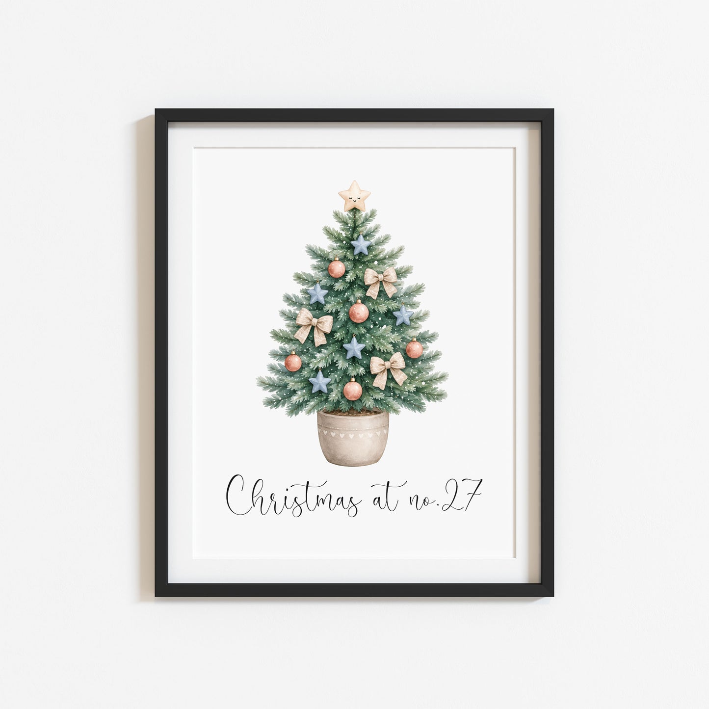 Personalised Christmas Tree Print Family Name Holiday Decor (unframed)