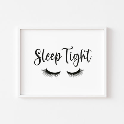 Sleep tight eyelashes illustration unframed wall art poster print