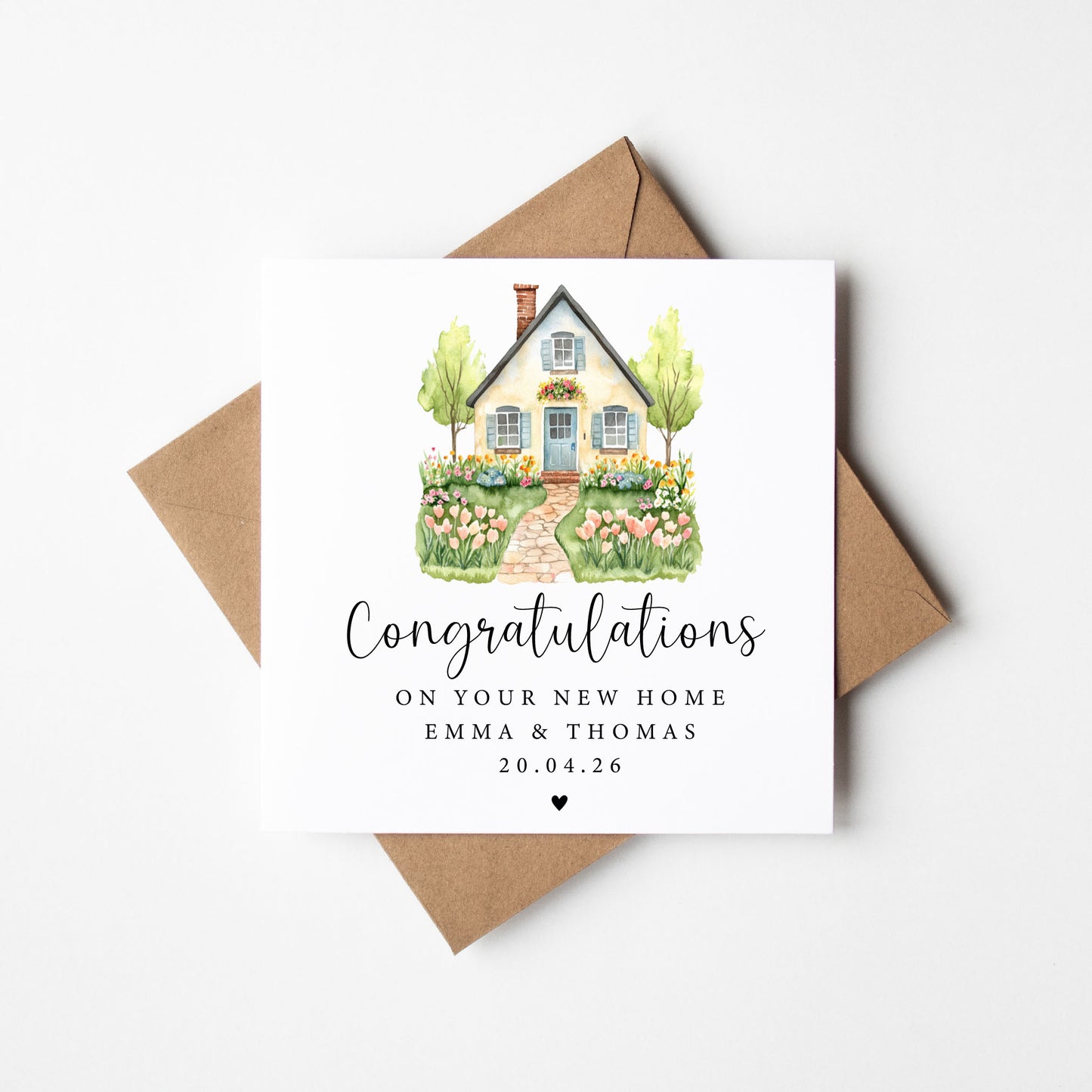New First home card, congratulations on your first home floral cottage personalised card with envelope