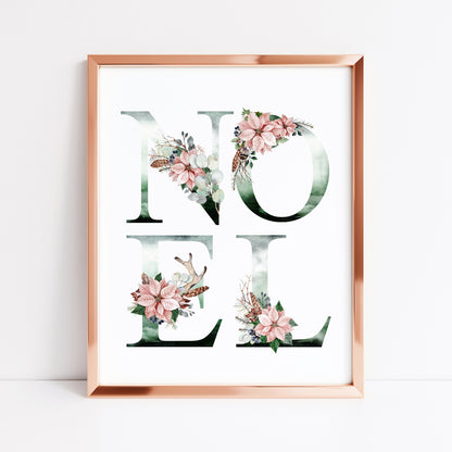 Noel Christmas watercolour letters xmas seasonal unframed wall art poster print