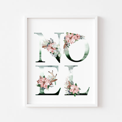 Noel Christmas watercolour letters xmas seasonal unframed wall art poster print