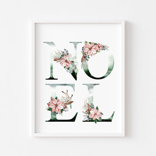 Noel Christmas watercolour letters xmas seasonal unframed wall art poster print