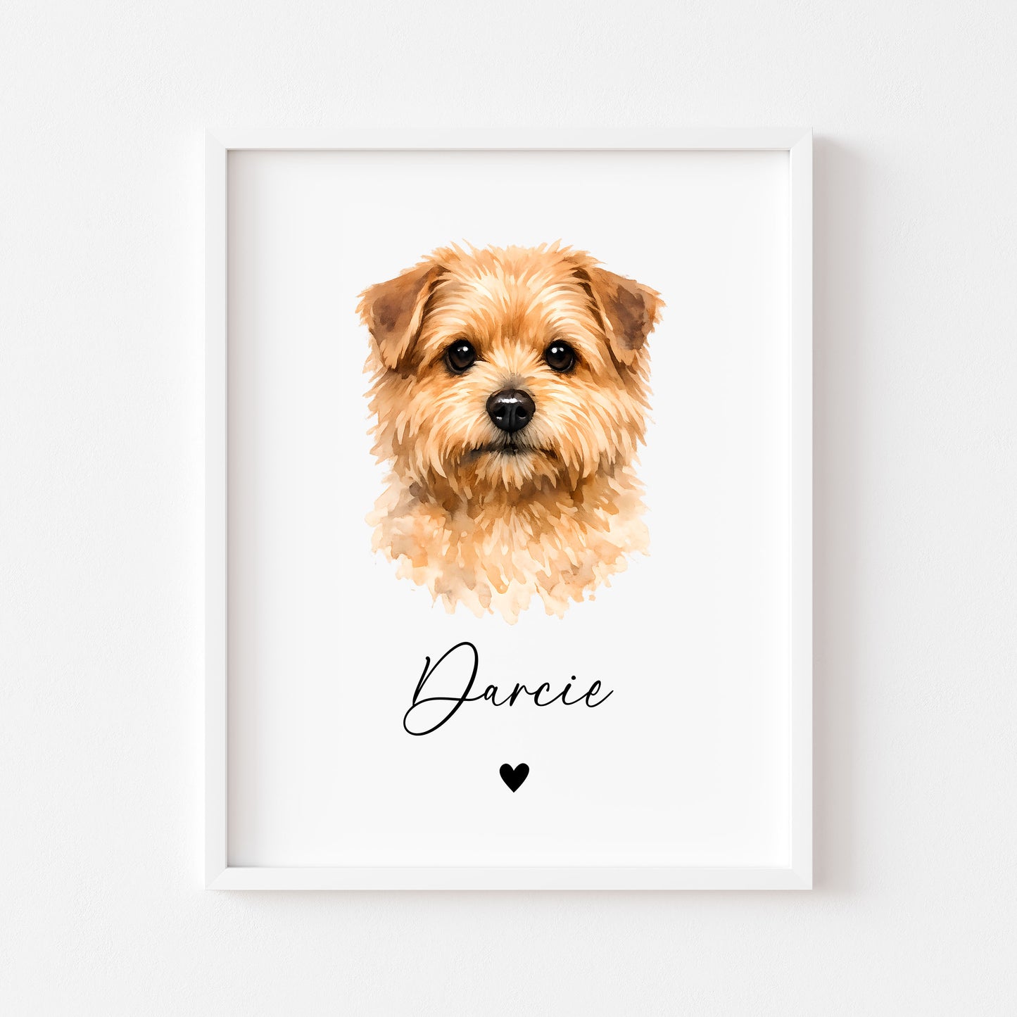 Personalised Norfolk Terrier Dog Print Custom Name Pet portrait watercolour unframed wall art