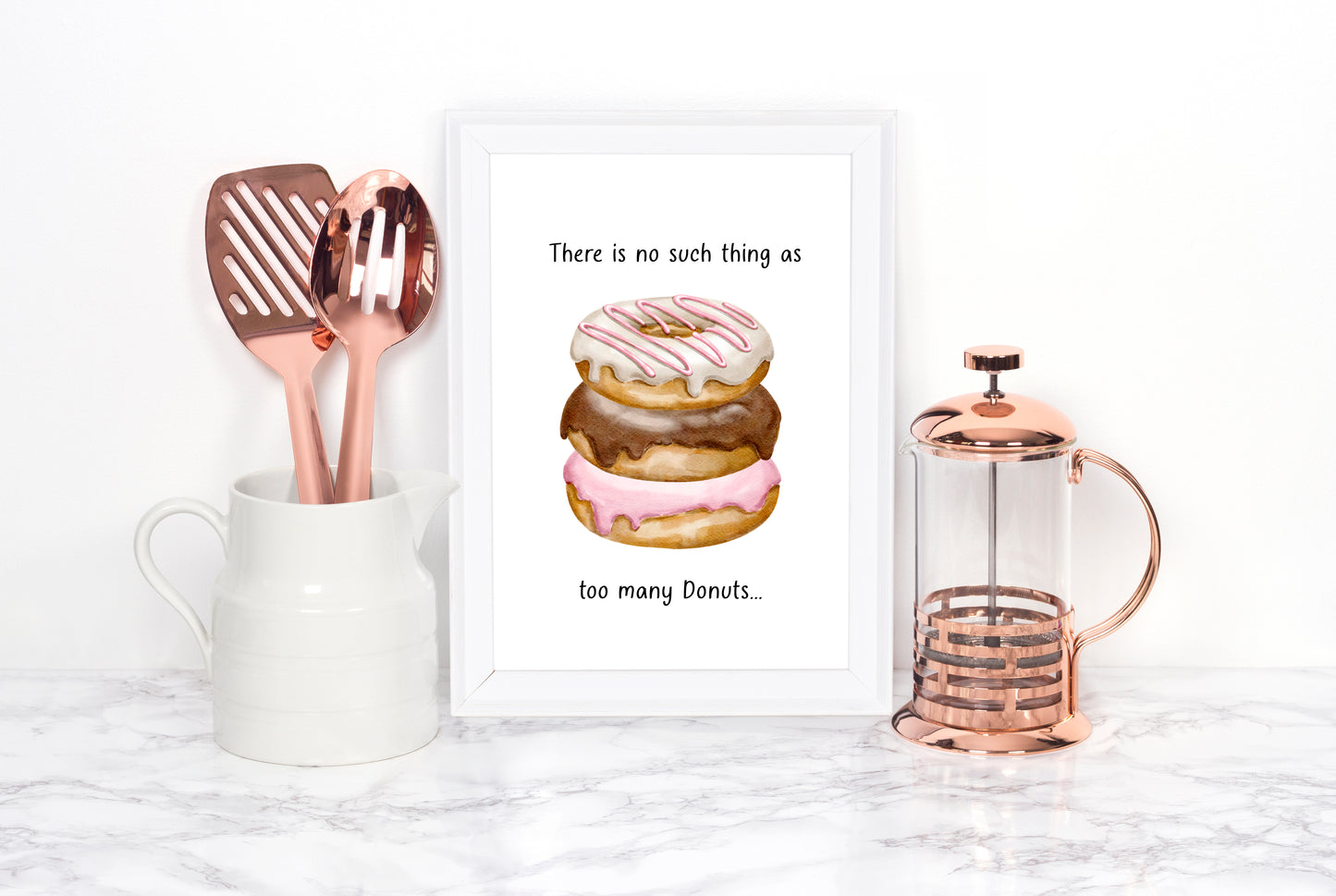 Doughnut Donut quote no such thing watercolour colourful bakery kitchen unframed wall art poster print, kitchen decor, kitchen accessories