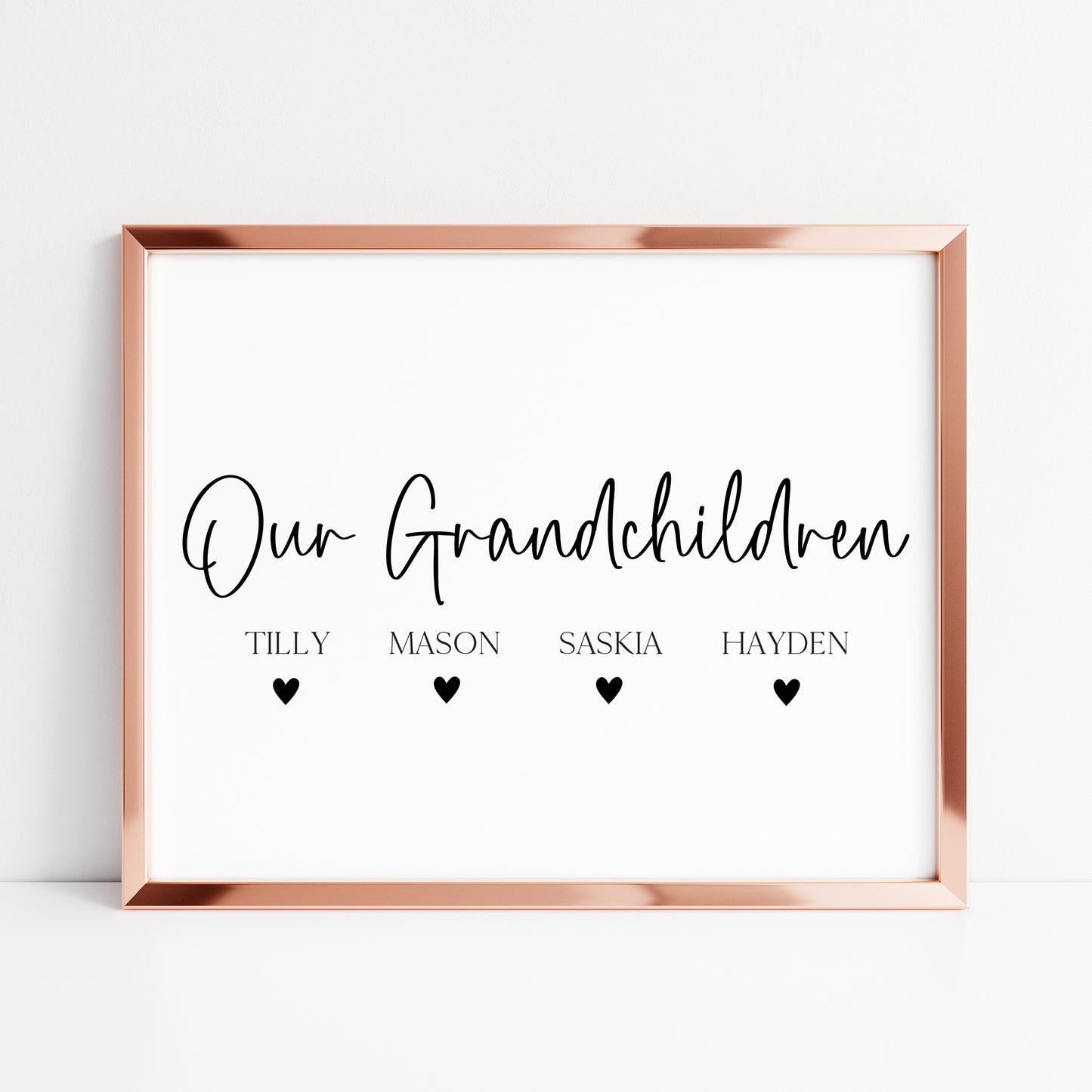 Personalised Grandchildren Hearts Print Custom unframed Home Wall Art