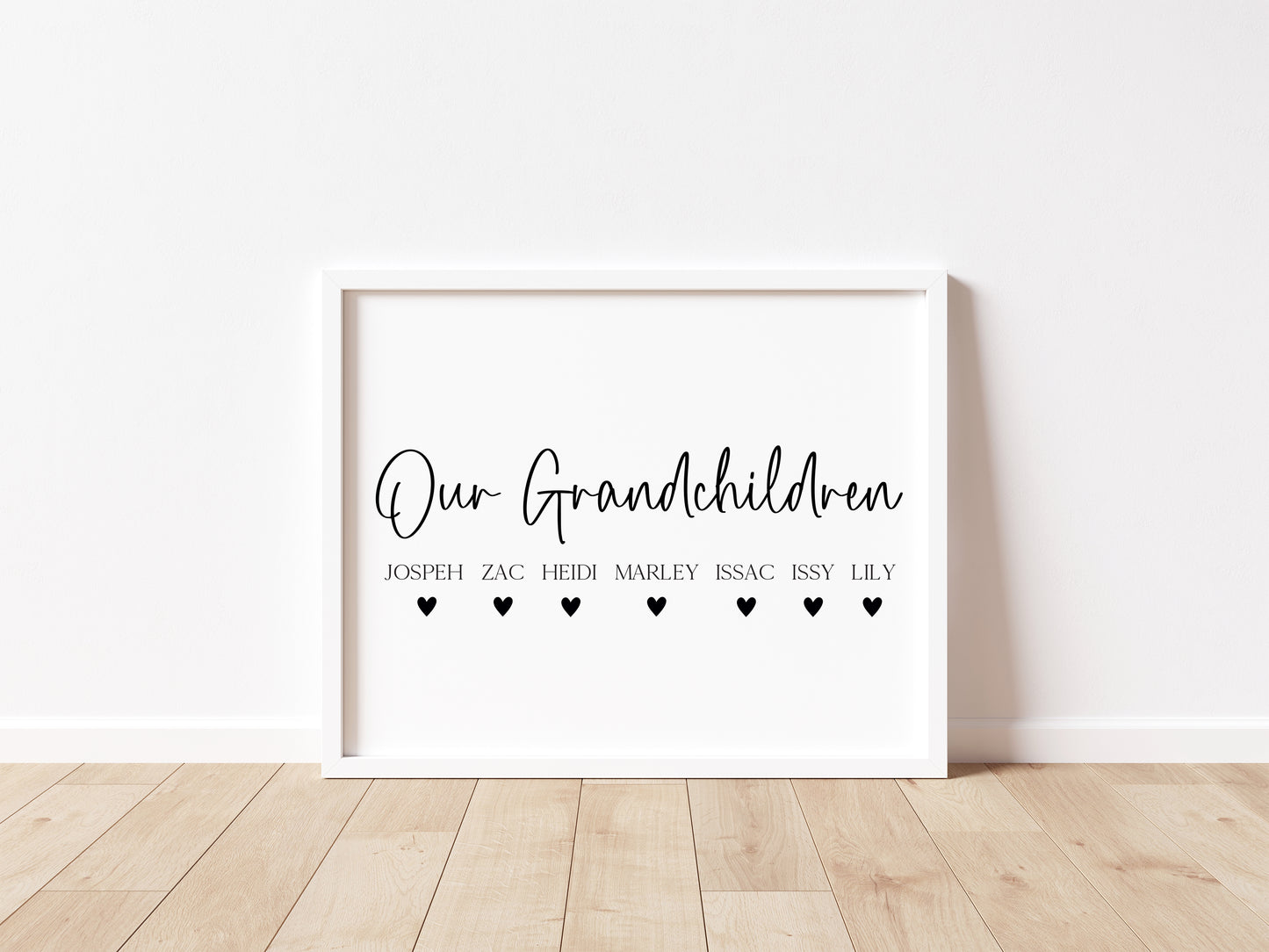Personalised Grandchildren Hearts Print Custom unframed Home Wall Art