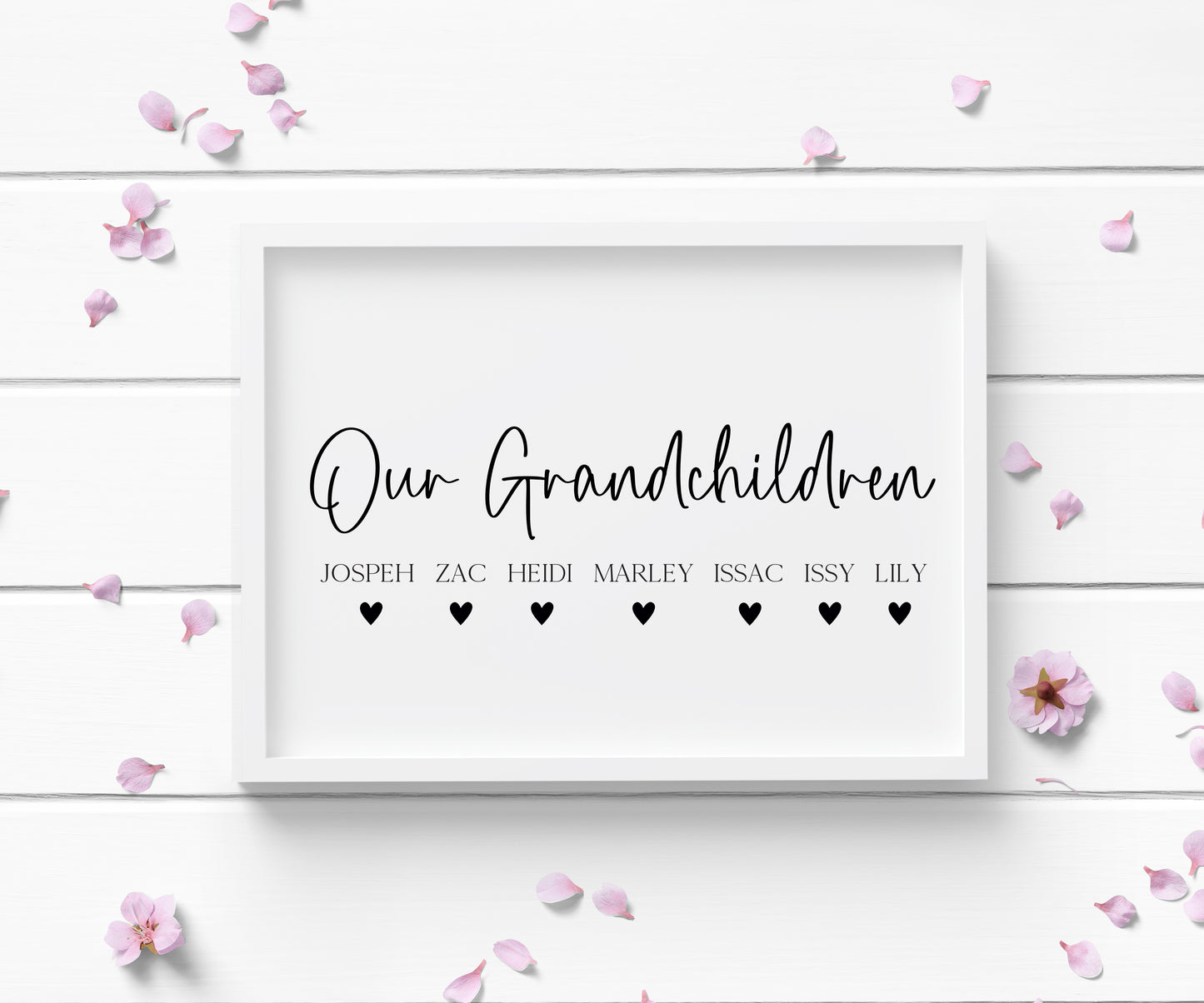 Personalised Grandchildren Hearts Print Custom unframed Home Wall Art